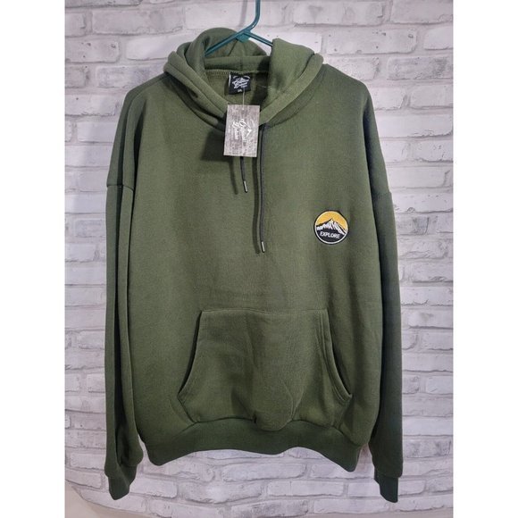 Men 2XL Green Pullover Hoodie Green Explore Embroidered Patch‎ Fleece NEW $39.99 - Picture 2 of 8